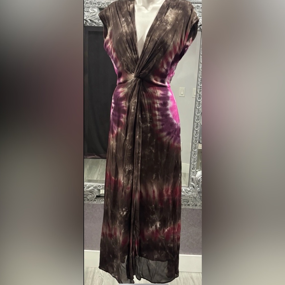 Young Fabulous & Broke Helena Sheer Tie Dye Knotted Front Maxi Dress